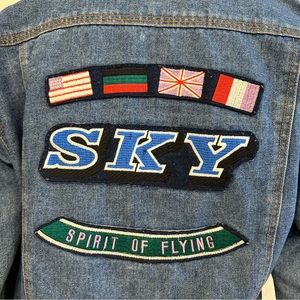 Vintage TG Women’s Denim Jacket Spirit For Flying Sky Size Large
